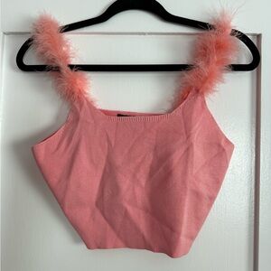 Cider Pink Fuzzy Strap Tank Top